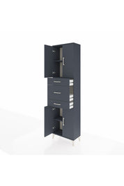 Arges Dolap 3 Raflı 3 Çekmeceli 4 Kapaklı 60x30x221 Antrasit-Antrasit