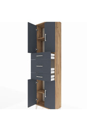 Arges Dolap 3 Raflı 3 Çekmeceli 4 Kapaklı 60x30x221 Çam-Antrasit