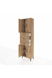 Arges Dolap 3 Raflı 3 Çekmeceli 4 Kapaklı 60x30x221 Çam-Çam