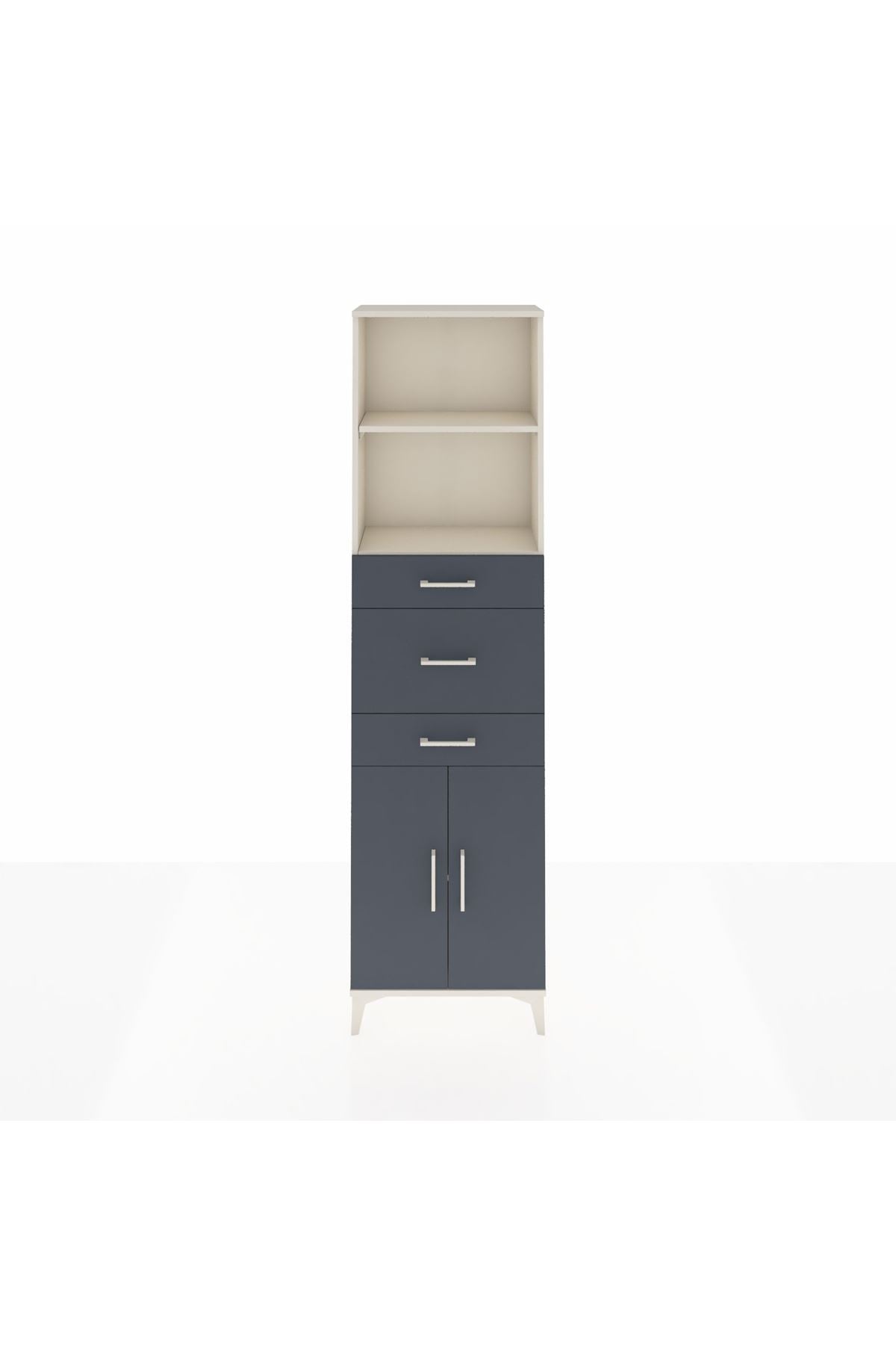 Arges Dolap 3 Raflı 3 Çekmeceli 2 Kapaklı 60x30x221 Aytaşı-Antrasit