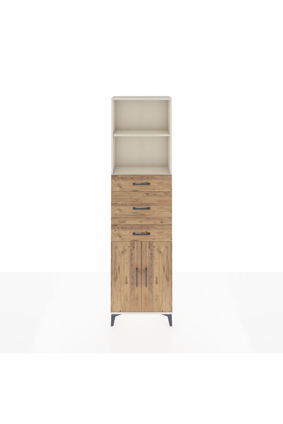 Arges Dolap 3 Raflı 3 Çekmeceli 2 Kapaklı 60x30x221 Aytaşı-Çam