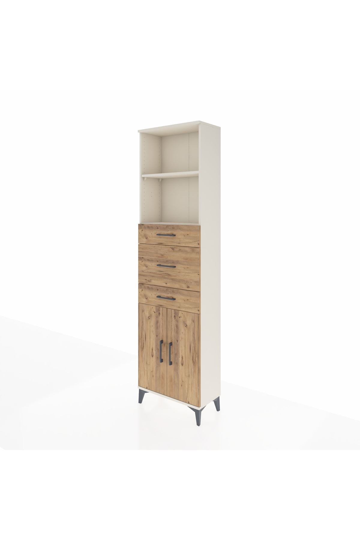 Arges Dolap 3 Raflı 3 Çekmeceli 2 Kapaklı 60x30x221 Aytaşı-Çam