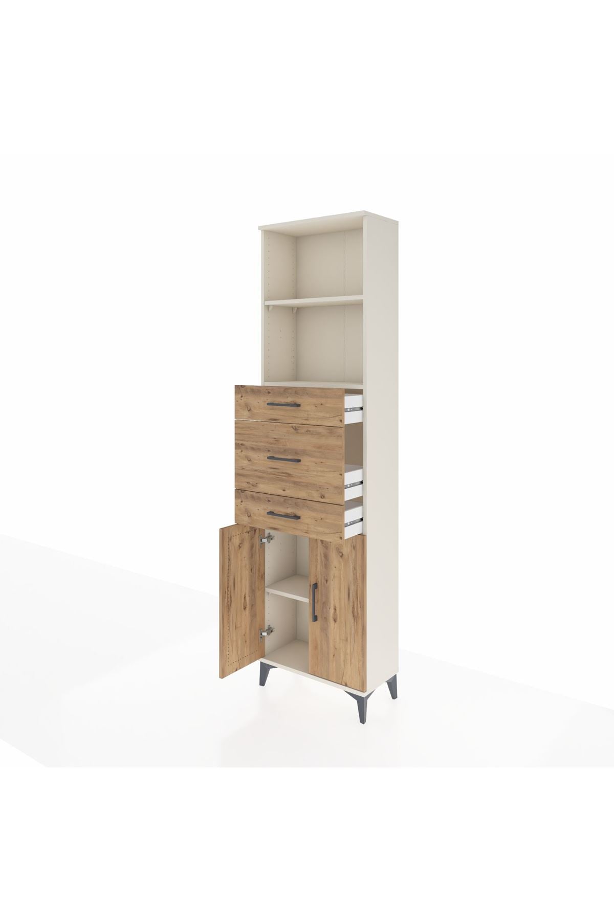 Arges Dolap 3 Raflı 3 Çekmeceli 2 Kapaklı 60x30x221 Aytaşı-Çam