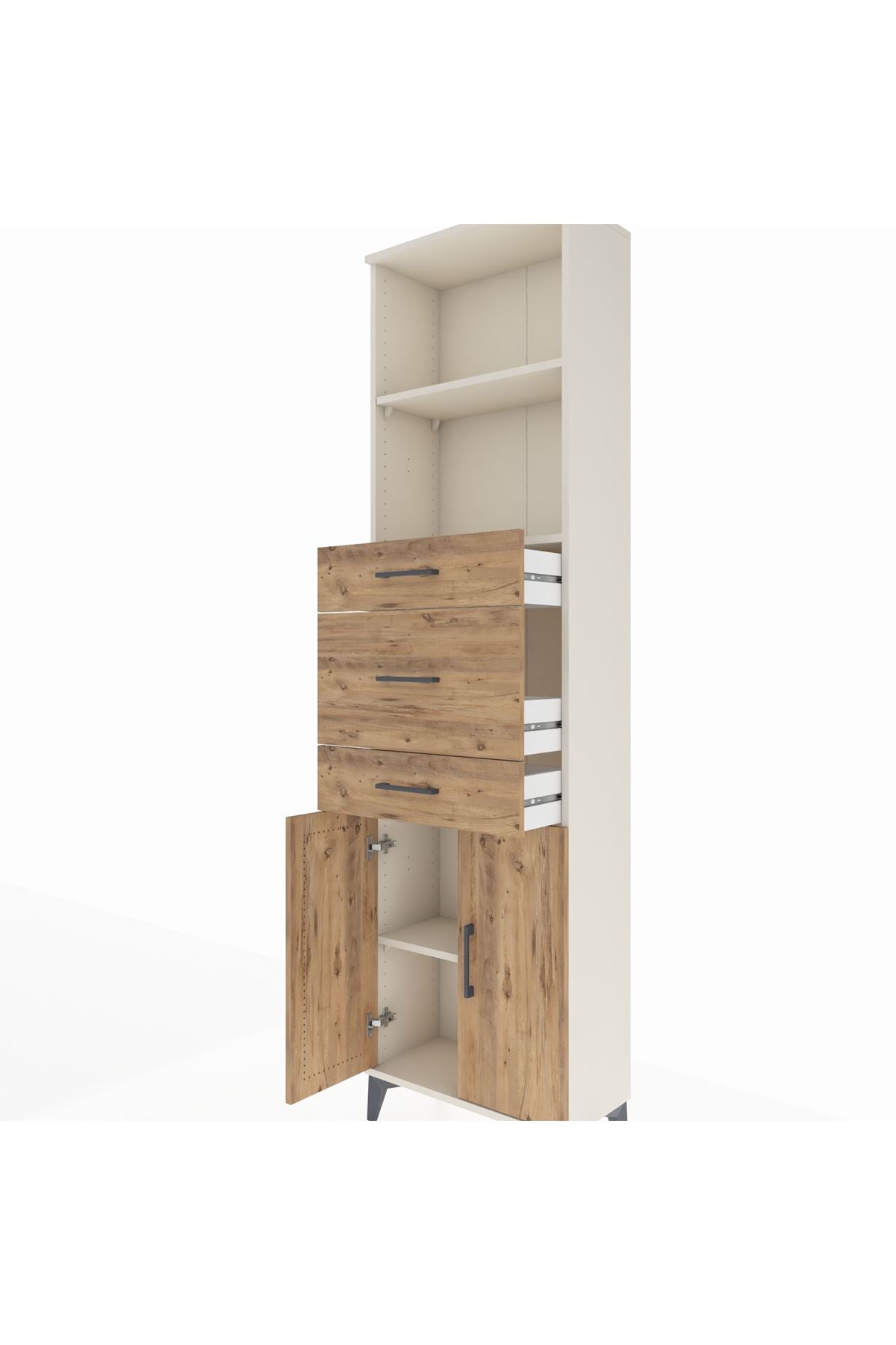 Arges Dolap 3 Raflı 3 Çekmeceli 2 Kapaklı 60x30x221 Aytaşı-Çam