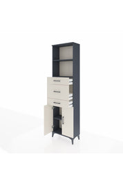 Arges Dolap 3 Raflı 3 Çekmeceli 2 Kapaklı 60x30x221 Antrasit-Aytaşı