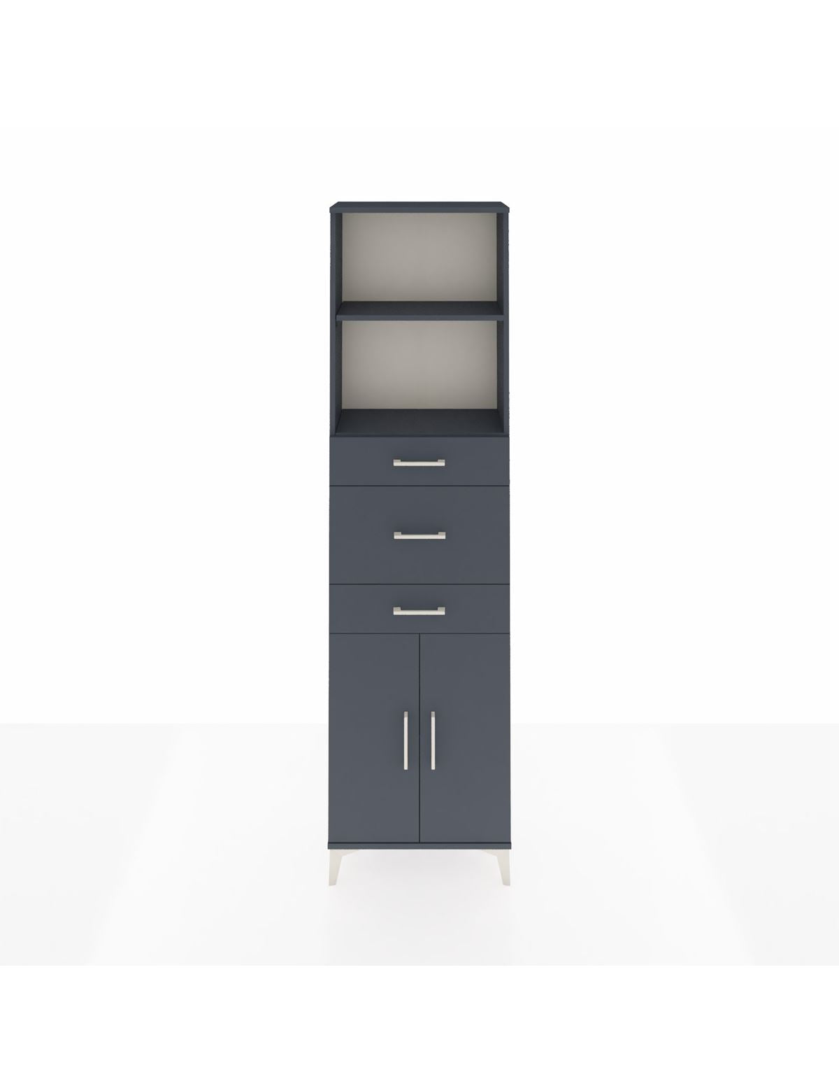 Arges Dolap 3 Raflı 3 Çekmeceli 2 Kapaklı 60x30x221 Antrasit-Antrasit