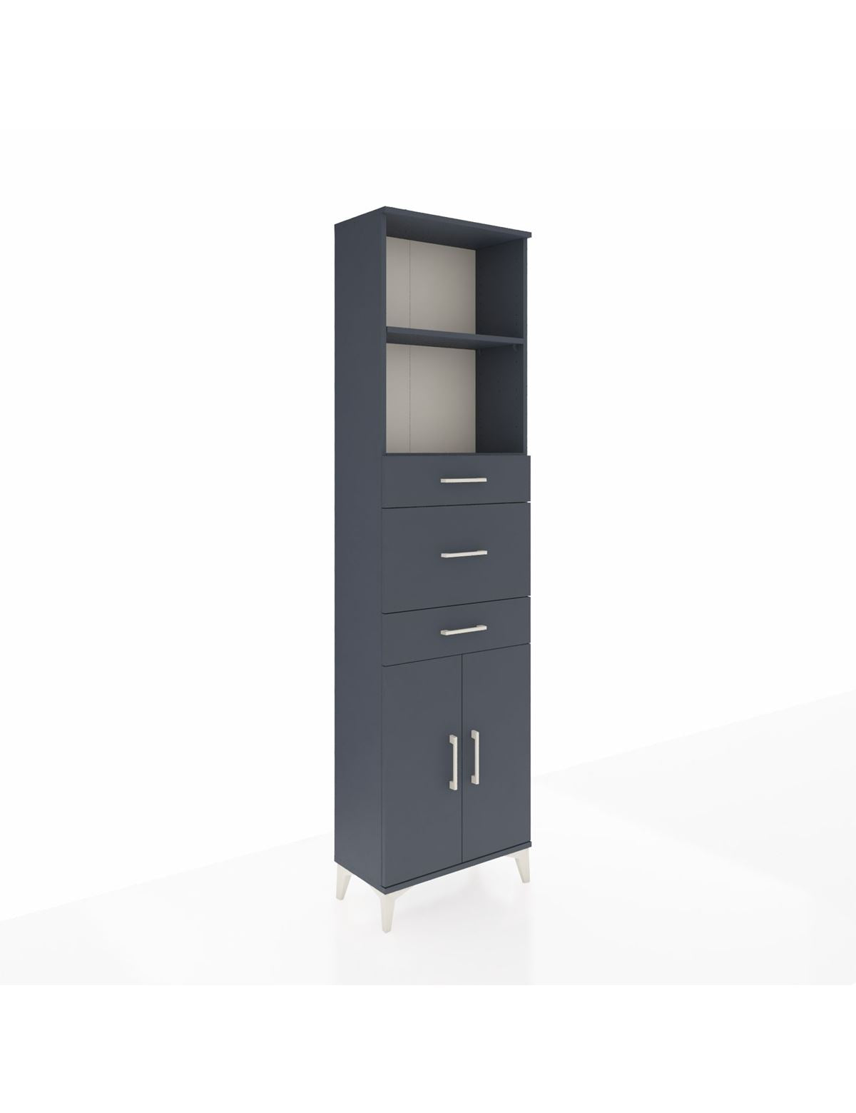 Arges Dolap 3 Raflı 3 Çekmeceli 2 Kapaklı 60x30x221 Antrasit-Antrasit