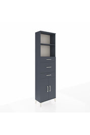 Arges Dolap 3 Raflı 3 Çekmeceli 2 Kapaklı 60x30x221 Antrasit-Antrasit