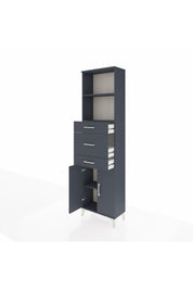 Arges Dolap 3 Raflı 3 Çekmeceli 2 Kapaklı 60x30x221 Antrasit-Antrasit