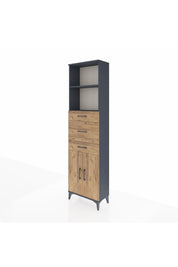 Arges Dolap 3 Raflı 3 Çekmeceli 2 Kapaklı 60x30x221 Antrasit-Çam