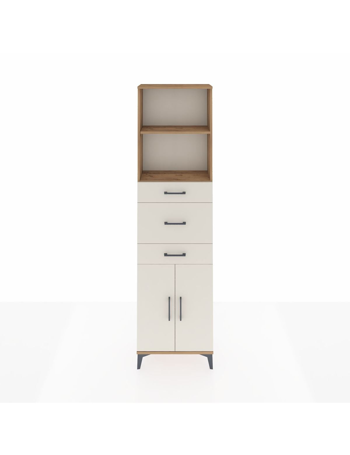 Arges Dolap 3 Raflı 3 Çekmeceli 2 Kapaklı 60x30x221 Çam-Aytaşı