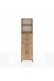 Arges Dolap 3 Raflı 3 Çekmeceli 2 Kapaklı 60x30x221 Çam-Çam