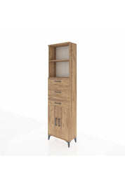 Arges Dolap 3 Raflı 3 Çekmeceli 2 Kapaklı 60x30x221 Çam-Çam