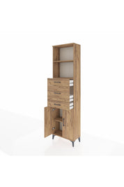 Arges Dolap 3 Raflı 3 Çekmeceli 2 Kapaklı 60x30x221 Çam-Çam