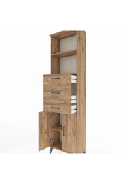 Arges Dolap 3 Raflı 3 Çekmeceli 2 Kapaklı 60x30x221 Çam-Çam
