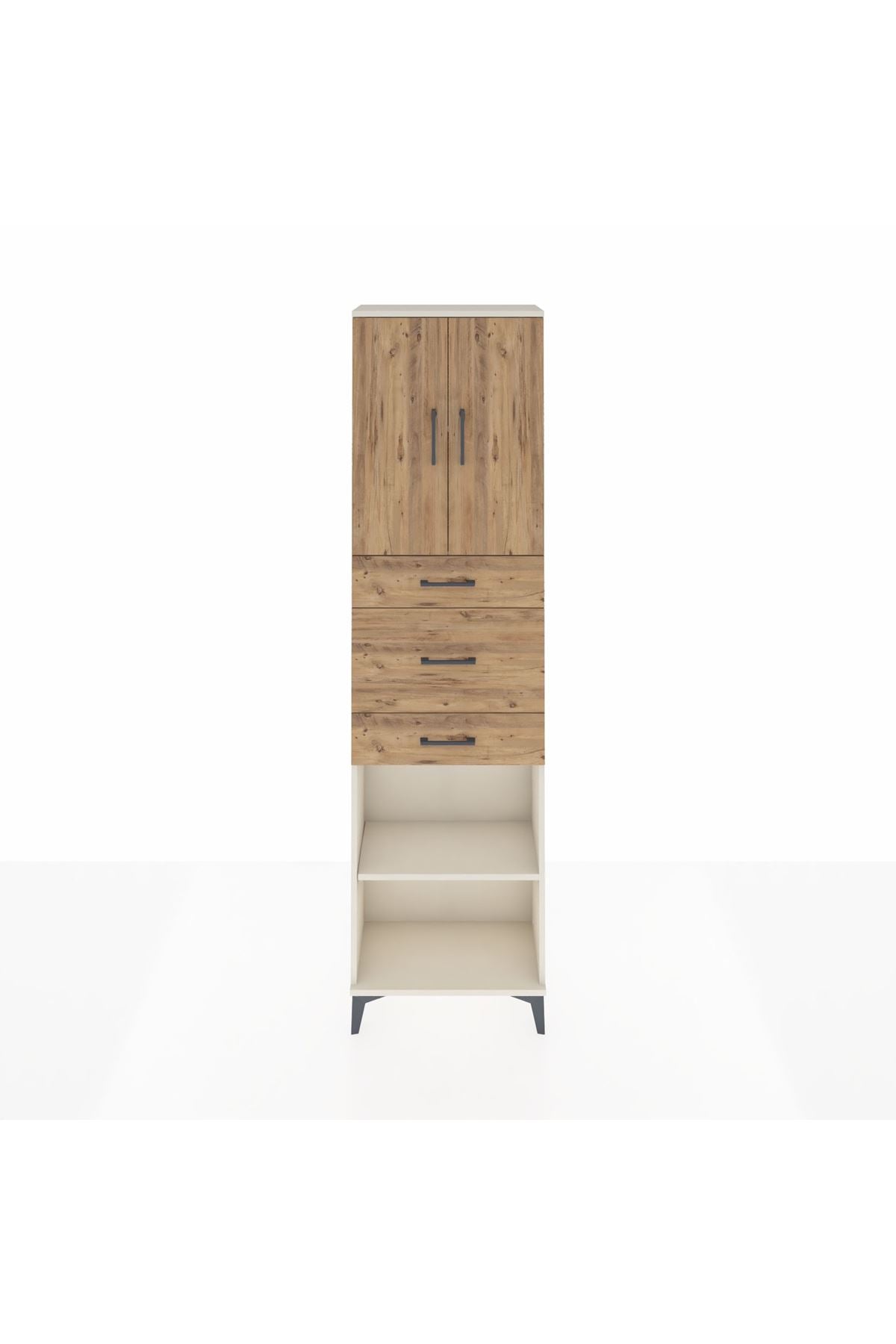 Arges Dolap 3 Raflı 3 Çekmeceli 2 Kapaklı 60x30x221 Aytaşı-Çam