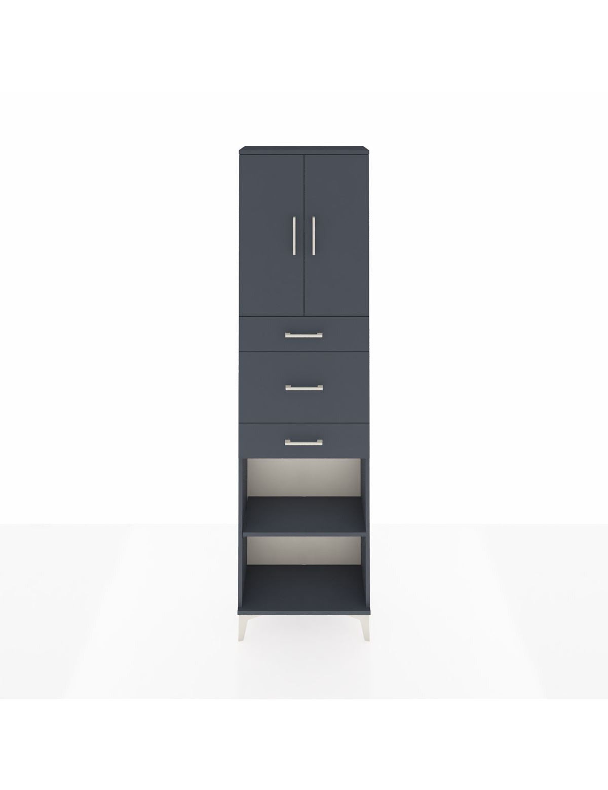 Arges Dolap 3 Raflı 3 Çekmeceli 2 Kapaklı 60x30x221 Antrasit-Antrasit