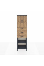 Arges Dolap 3 Raflı 3 Çekmeceli 2 Kapaklı 60x30x221 Antrasit-Çam