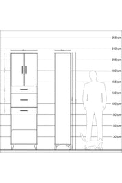 Arges Dolap 3 Raflı 3 Çekmeceli 2 Kapaklı 60x30x221 - S29M230V8A