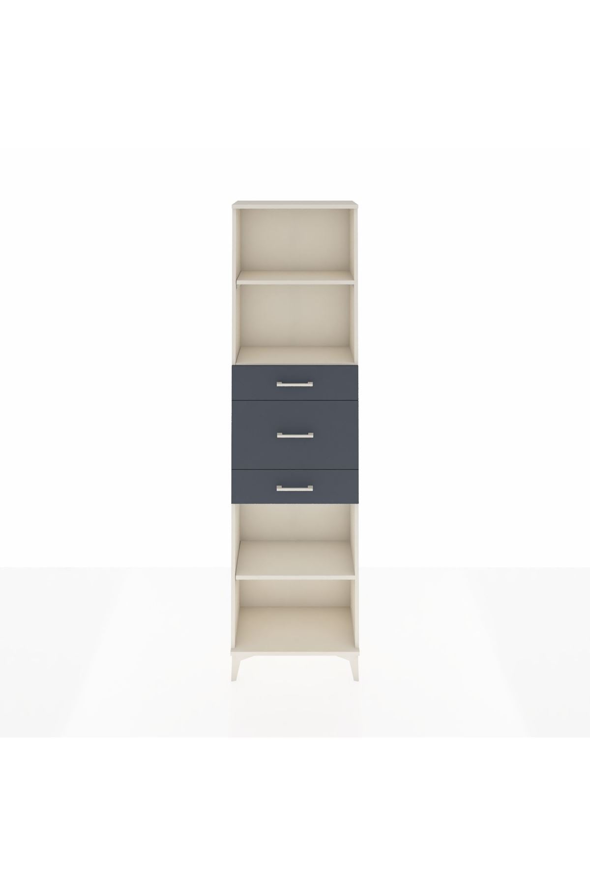 Arges Dolap 3 Raflı 3 Çekmeceli 60x30x221 Aytaşı-Antrasit