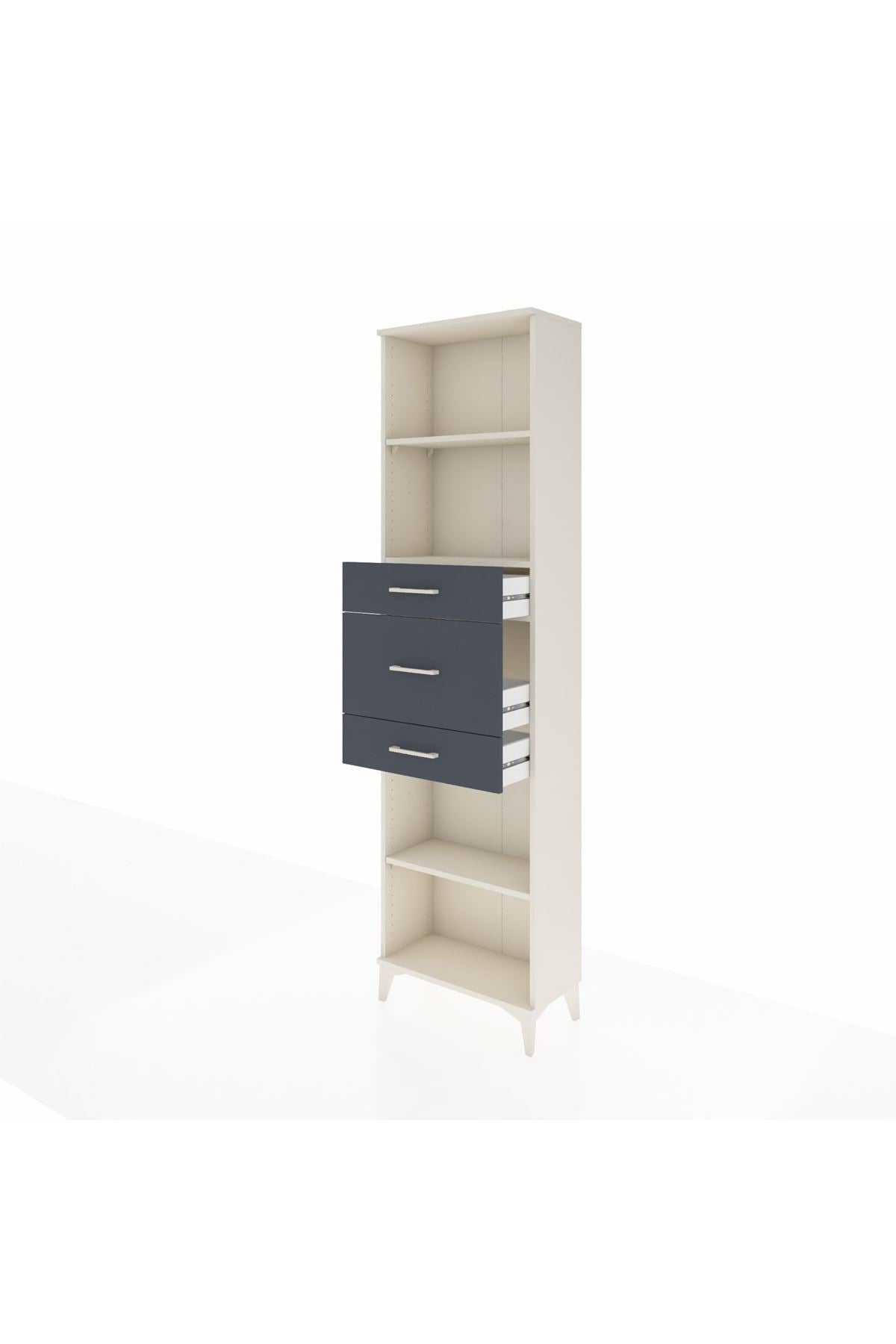 Arges Dolap 3 Raflı 3 Çekmeceli 60x30x221 Aytaşı-Antrasit