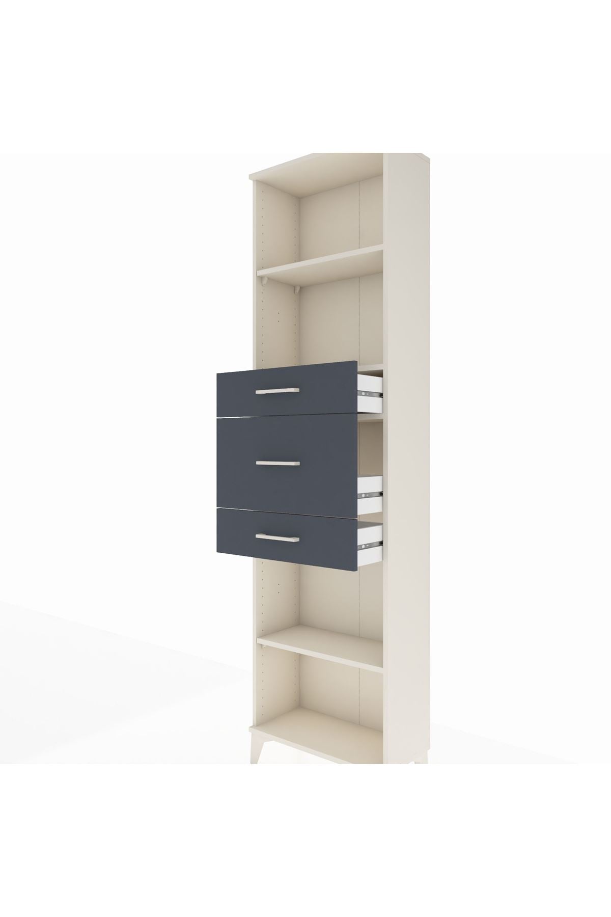 Arges Dolap 3 Raflı 3 Çekmeceli 60x30x221 Aytaşı-Antrasit