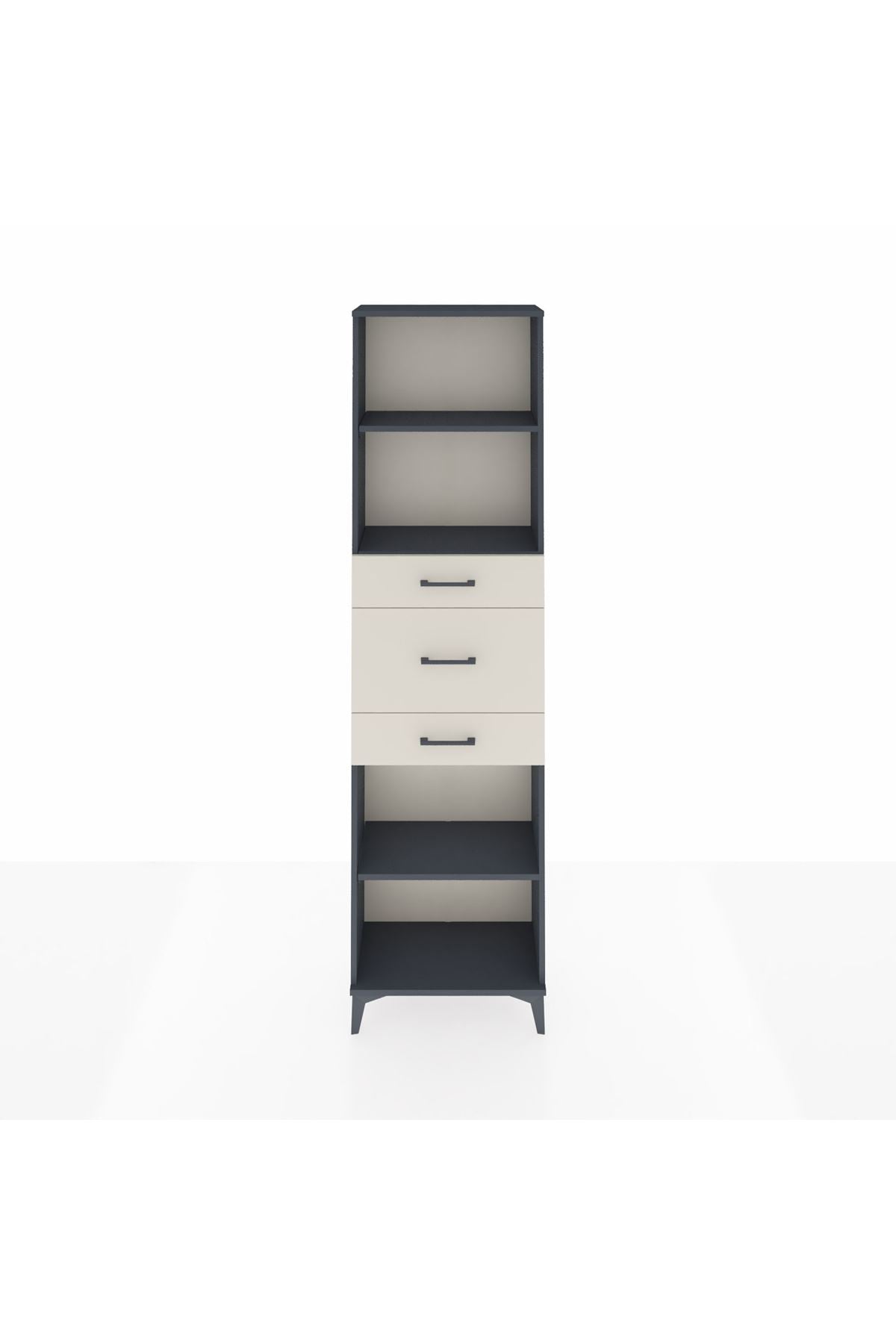 Arges Dolap 3 Raflı 3 Çekmeceli 60x30x221 Antrasit-Aytaşı