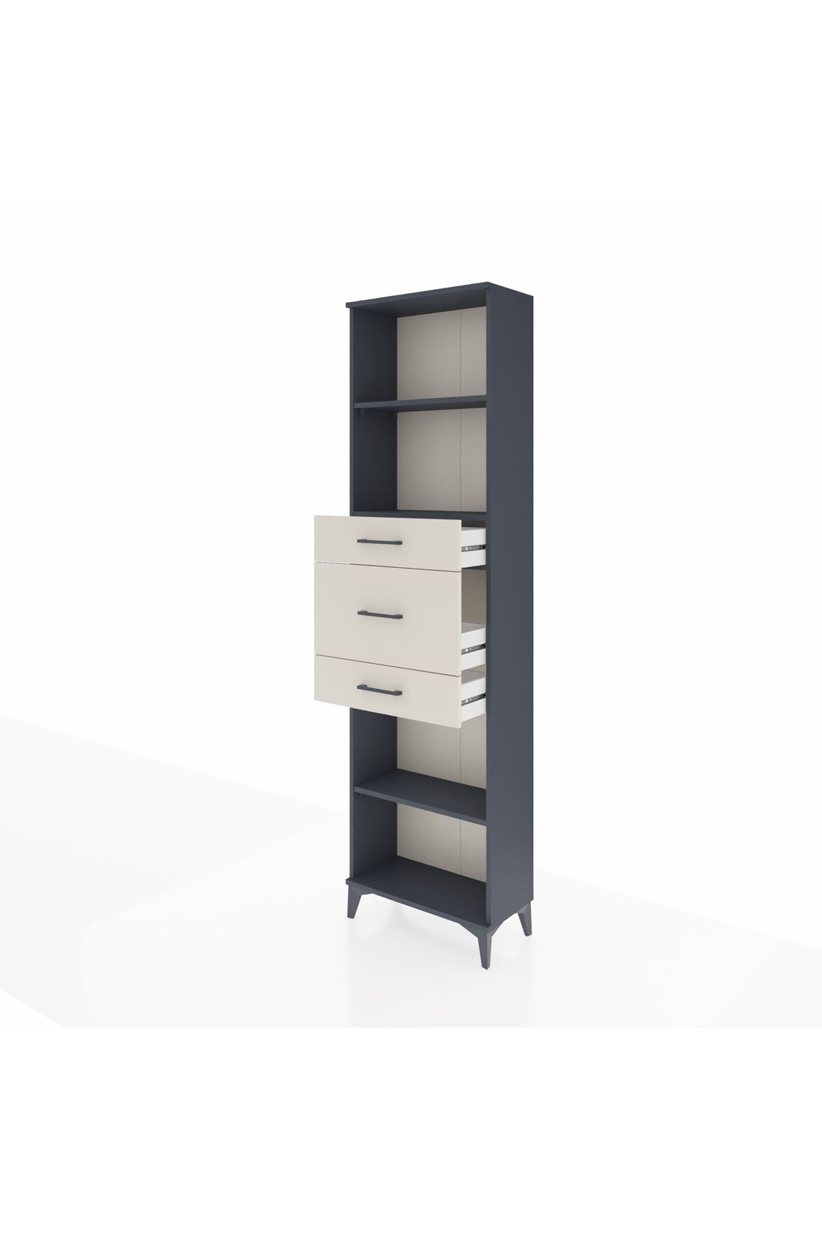 Arges Dolap 3 Raflı 3 Çekmeceli 60x30x221 Antrasit-Aytaşı