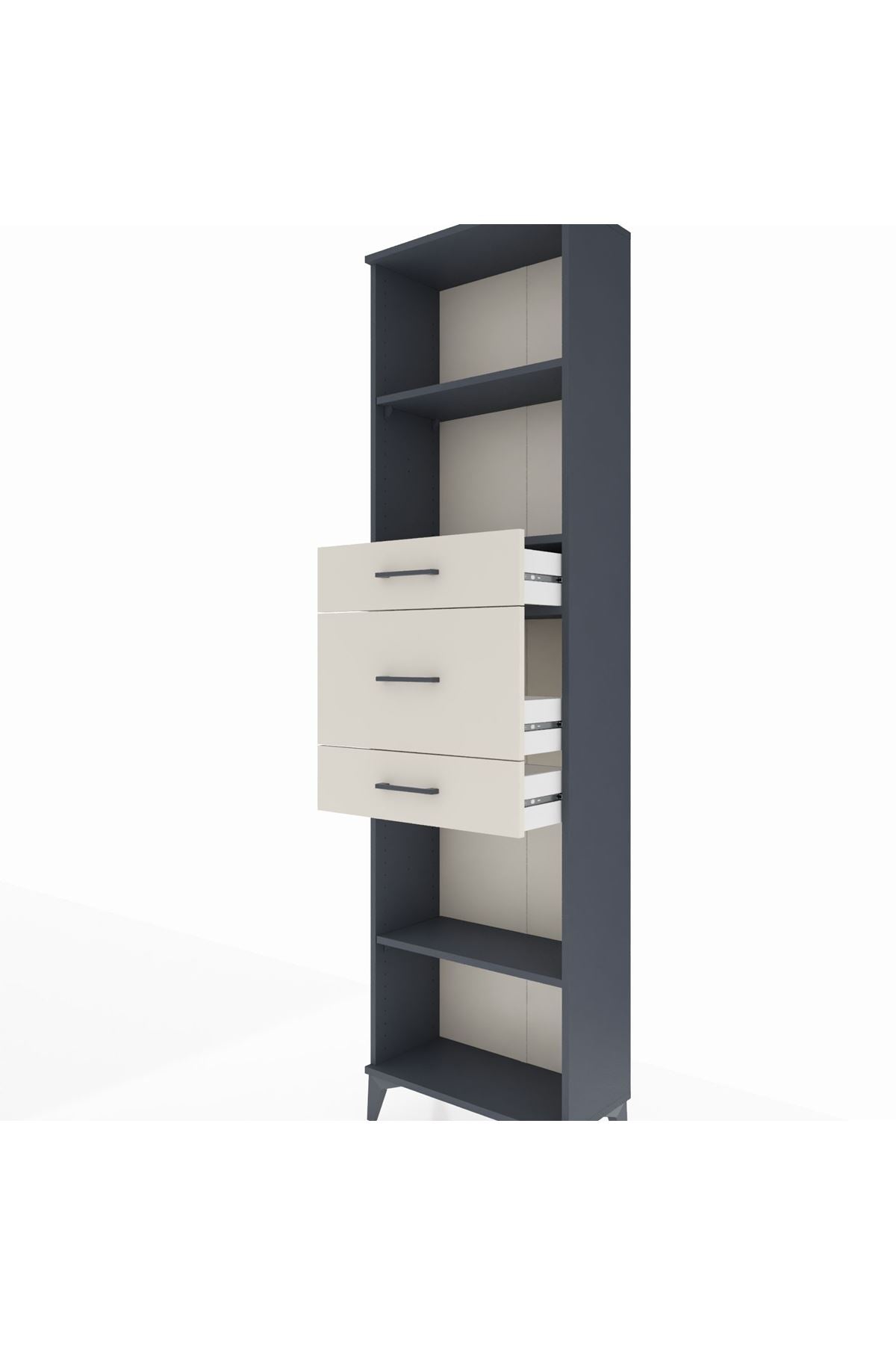 Arges Dolap 3 Raflı 3 Çekmeceli 60x30x221 Antrasit-Aytaşı