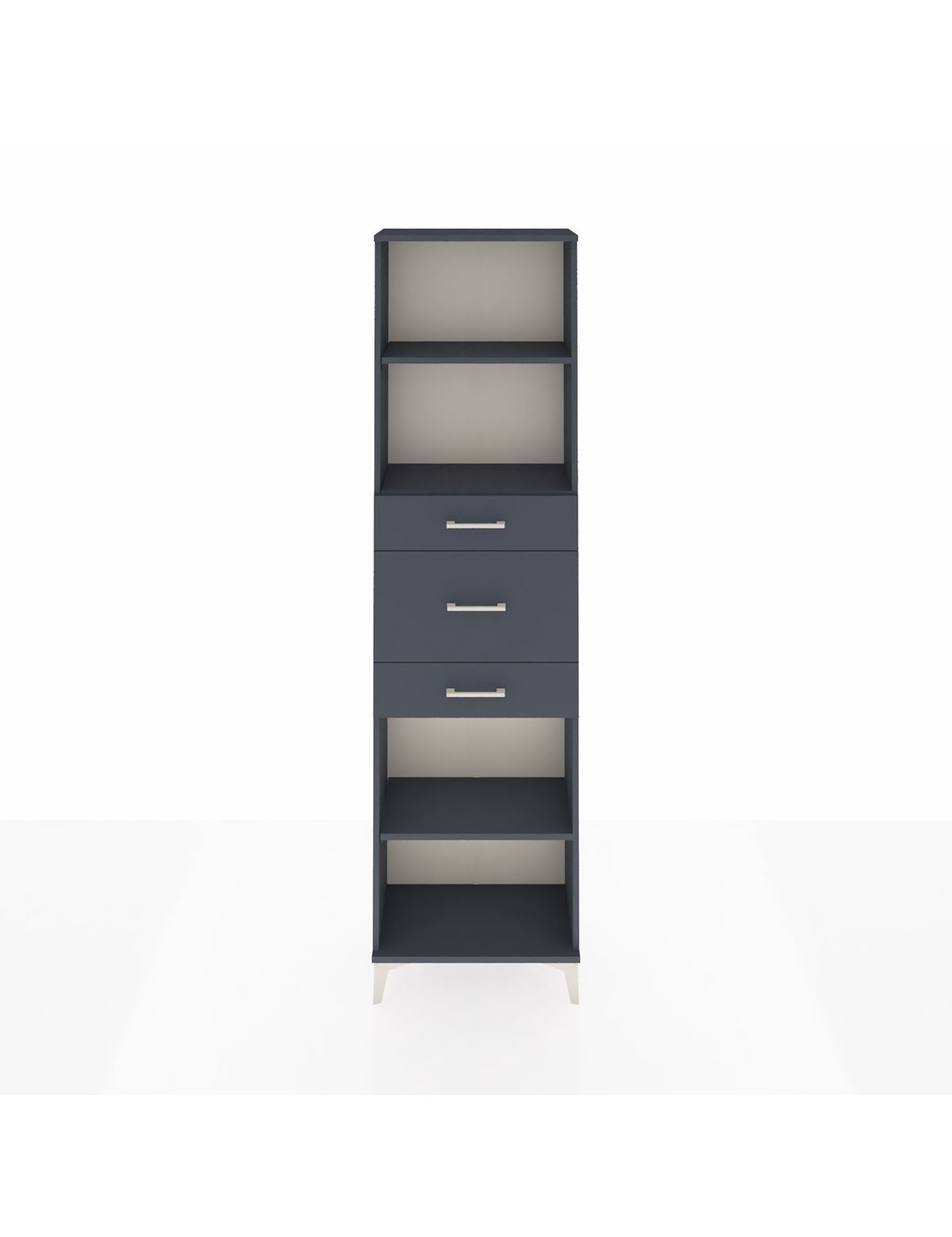 Arges Dolap 3 Raflı 3 Çekmeceli 60x30x221 Antrasit-Antrasit