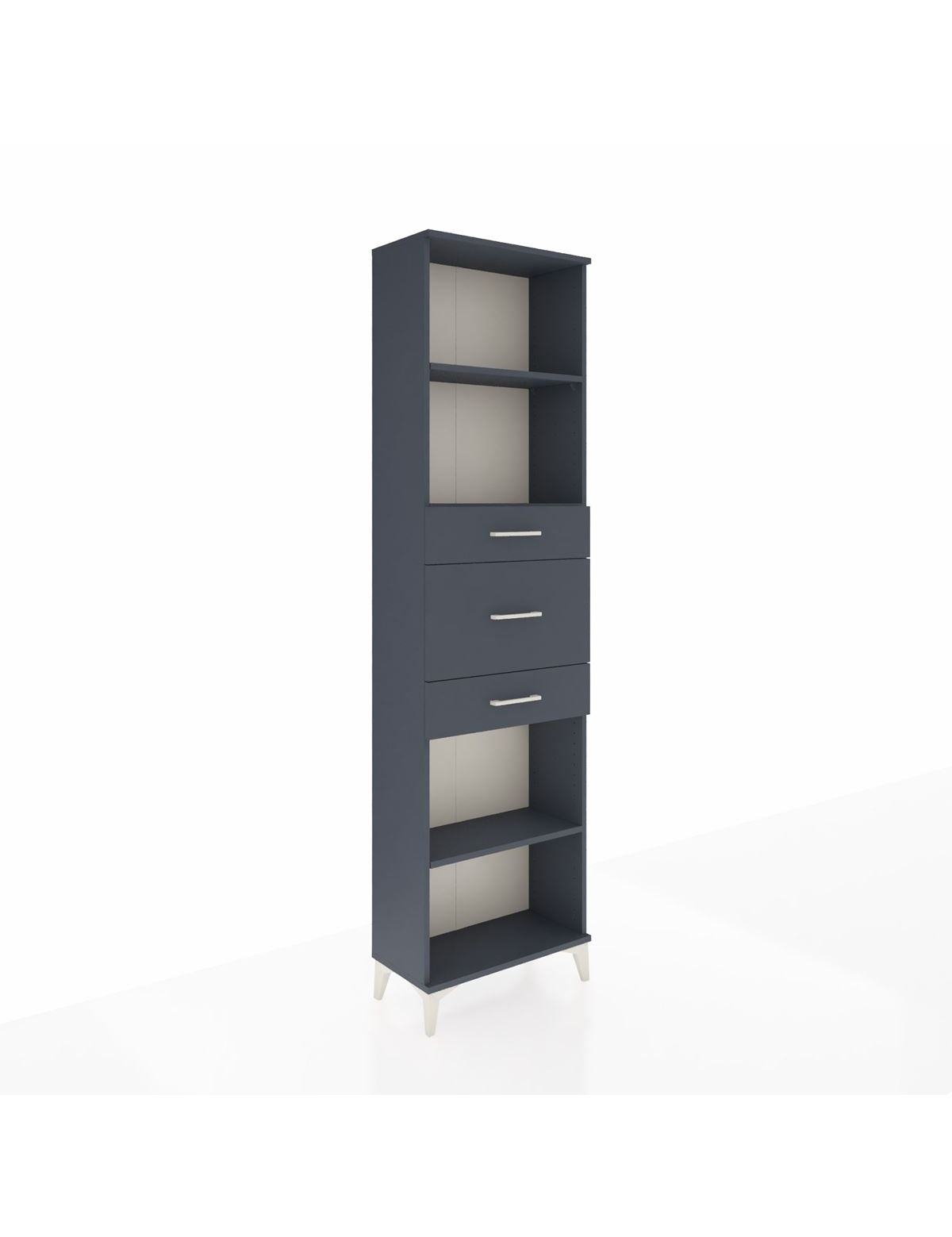 Arges Dolap 3 Raflı 3 Çekmeceli 60x30x221 Antrasit-Antrasit