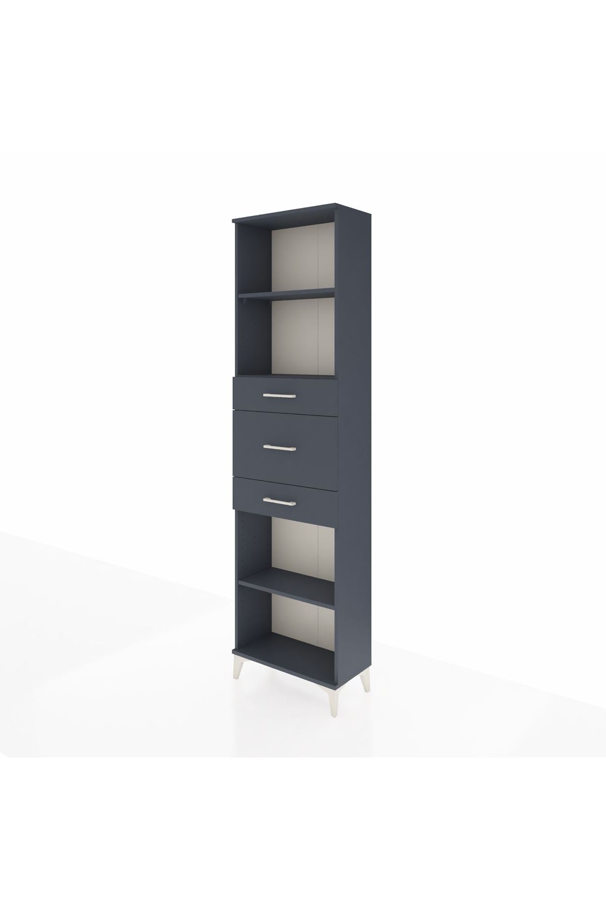 Arges Dolap 3 Raflı 3 Çekmeceli 60x30x221 Antrasit-Antrasit