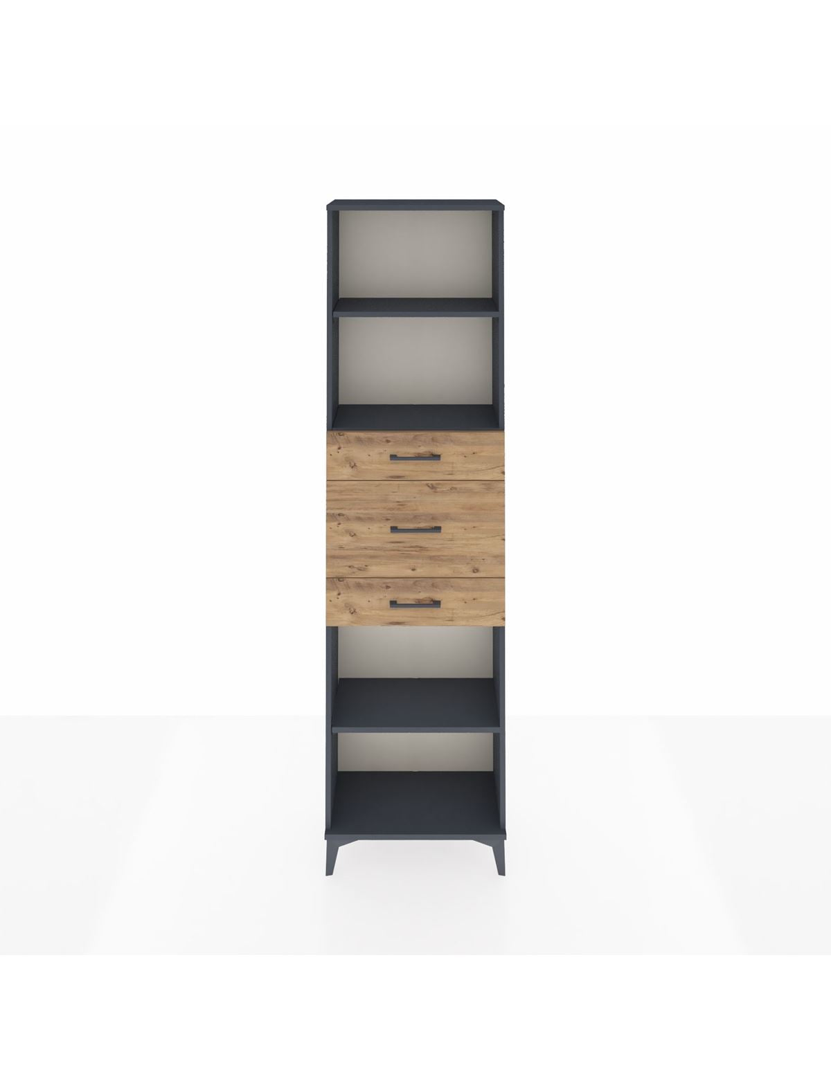 Arges Dolap 3 Raflı 3 Çekmeceli 60x30x221 Antrasit-Çam