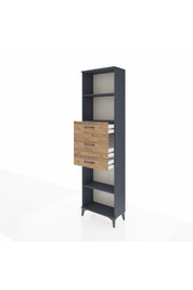 Arges Dolap 3 Raflı 3 Çekmeceli 60x30x221 Antrasit-Çam