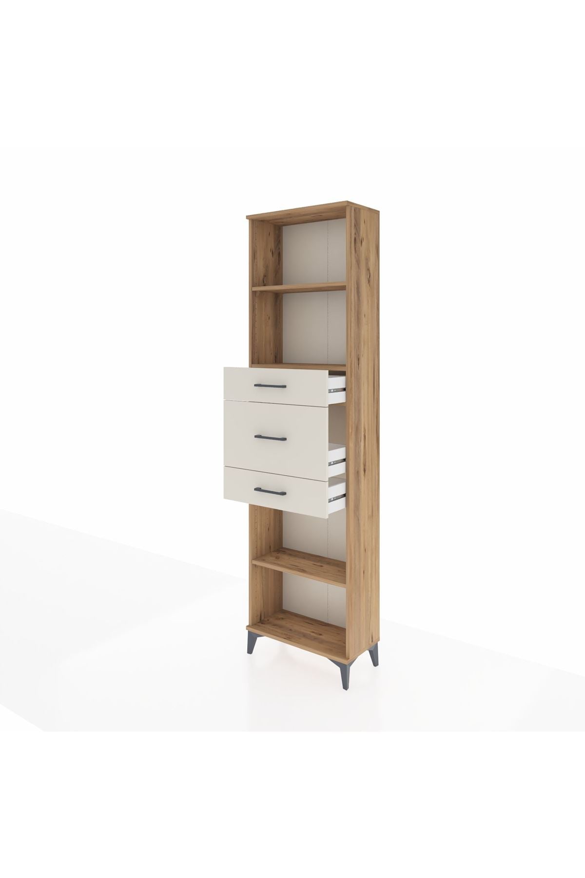 Arges Dolap 3 Raflı 3 Çekmeceli 60x30x221 Çam-Aytaşı