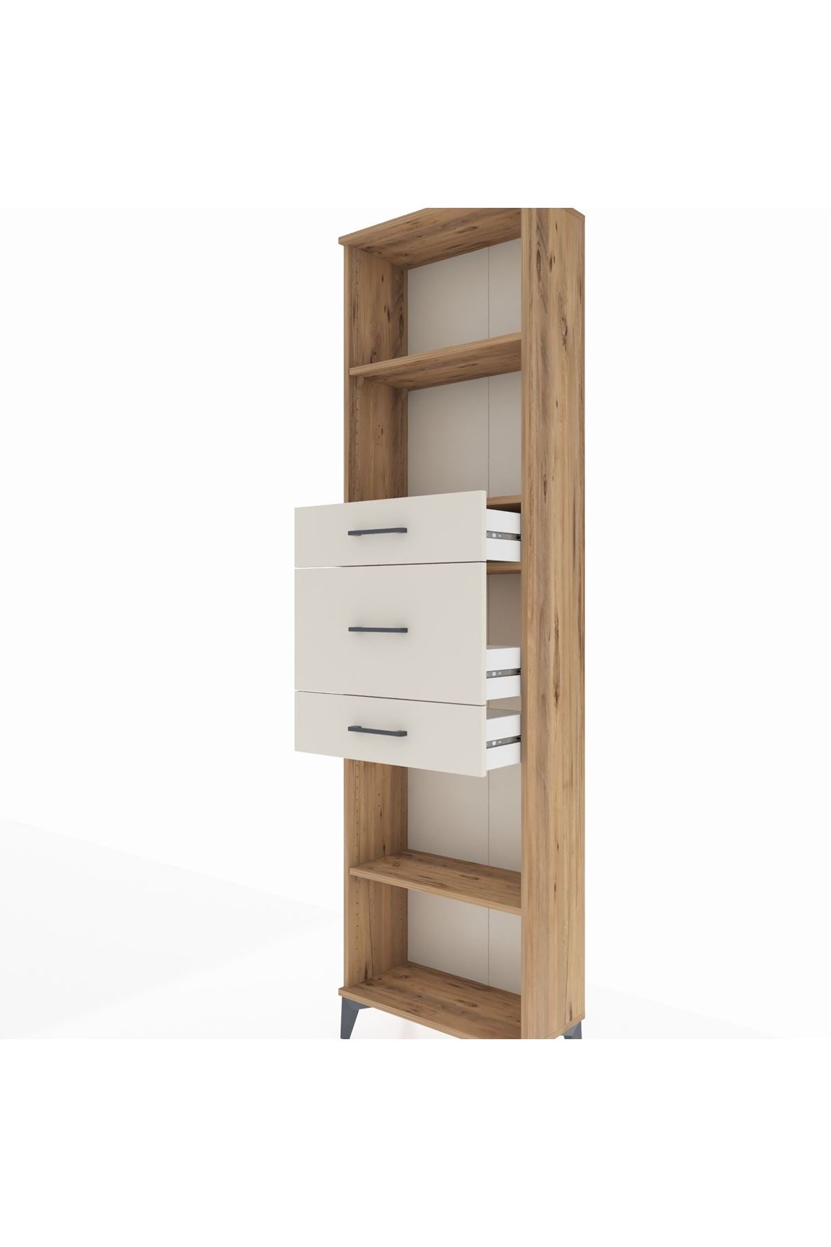 Arges Dolap 3 Raflı 3 Çekmeceli 60x30x221 Çam-Aytaşı