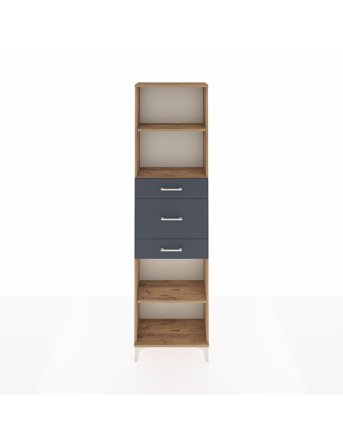 Arges Dolap 3 Raflı 3 Çekmeceli 60x30x221 Çam-Antrasit