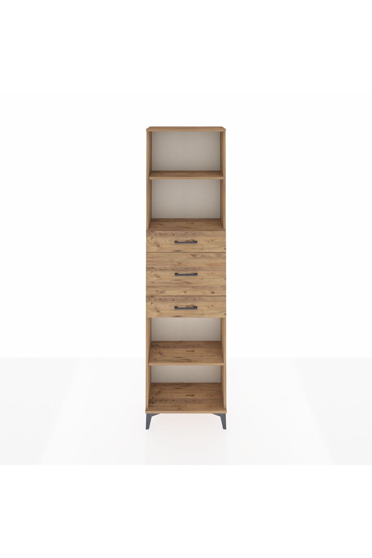 Arges Dolap 3 Raflı 3 Çekmeceli 60x30x221 Çam-Çam