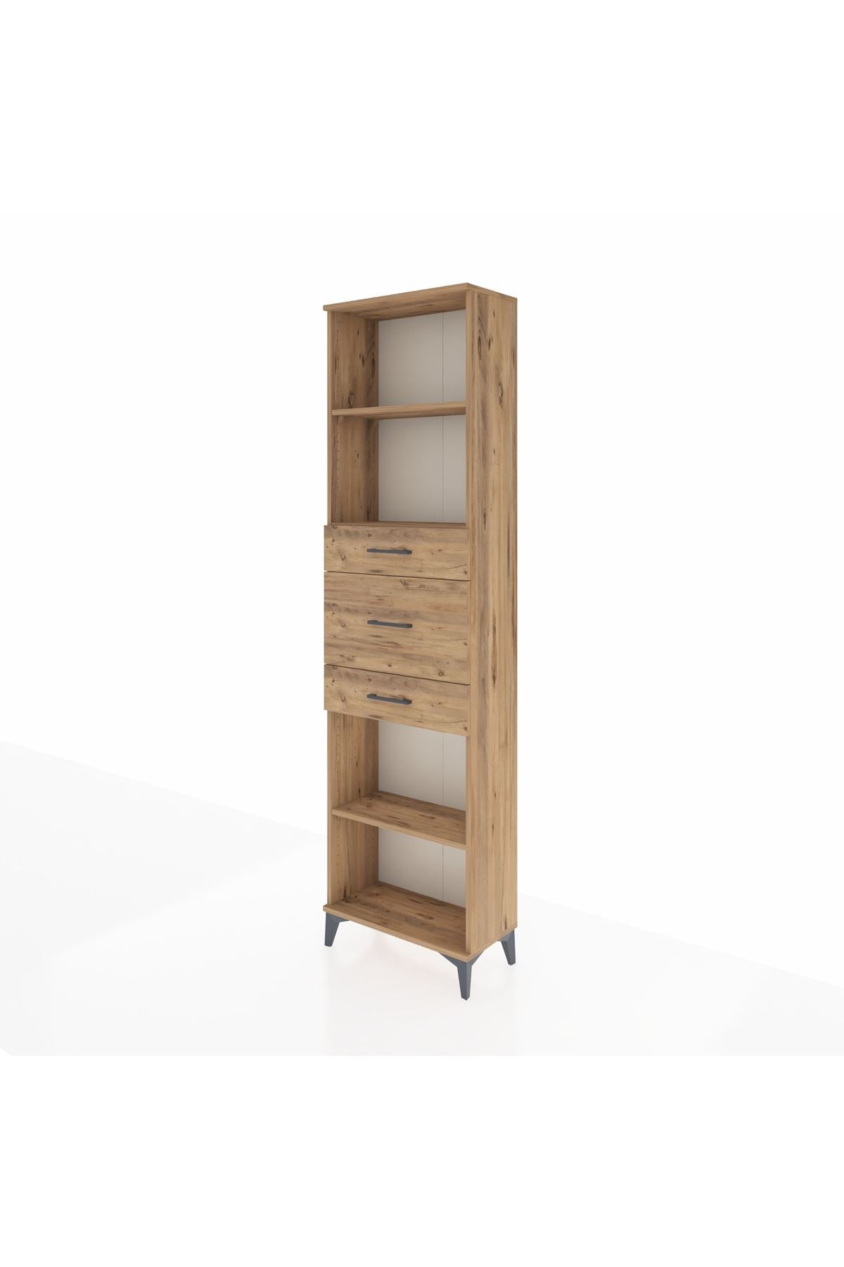 Arges Dolap 3 Raflı 3 Çekmeceli 60x30x221 Çam-Çam