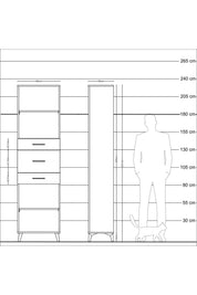 Arges Dolap 3 Raflı 3 Çekmeceli 60x30x221 Çam-Çam