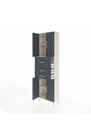 Arges Dolap 3 Raflı 3 Çekmeceli 4 Kapaklı 60x30x221 Aytaşı-Antrasit
