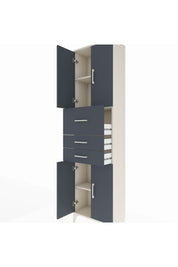 Arges Dolap 3 Raflı 3 Çekmeceli 4 Kapaklı 60x30x221 Aytaşı-Antrasit