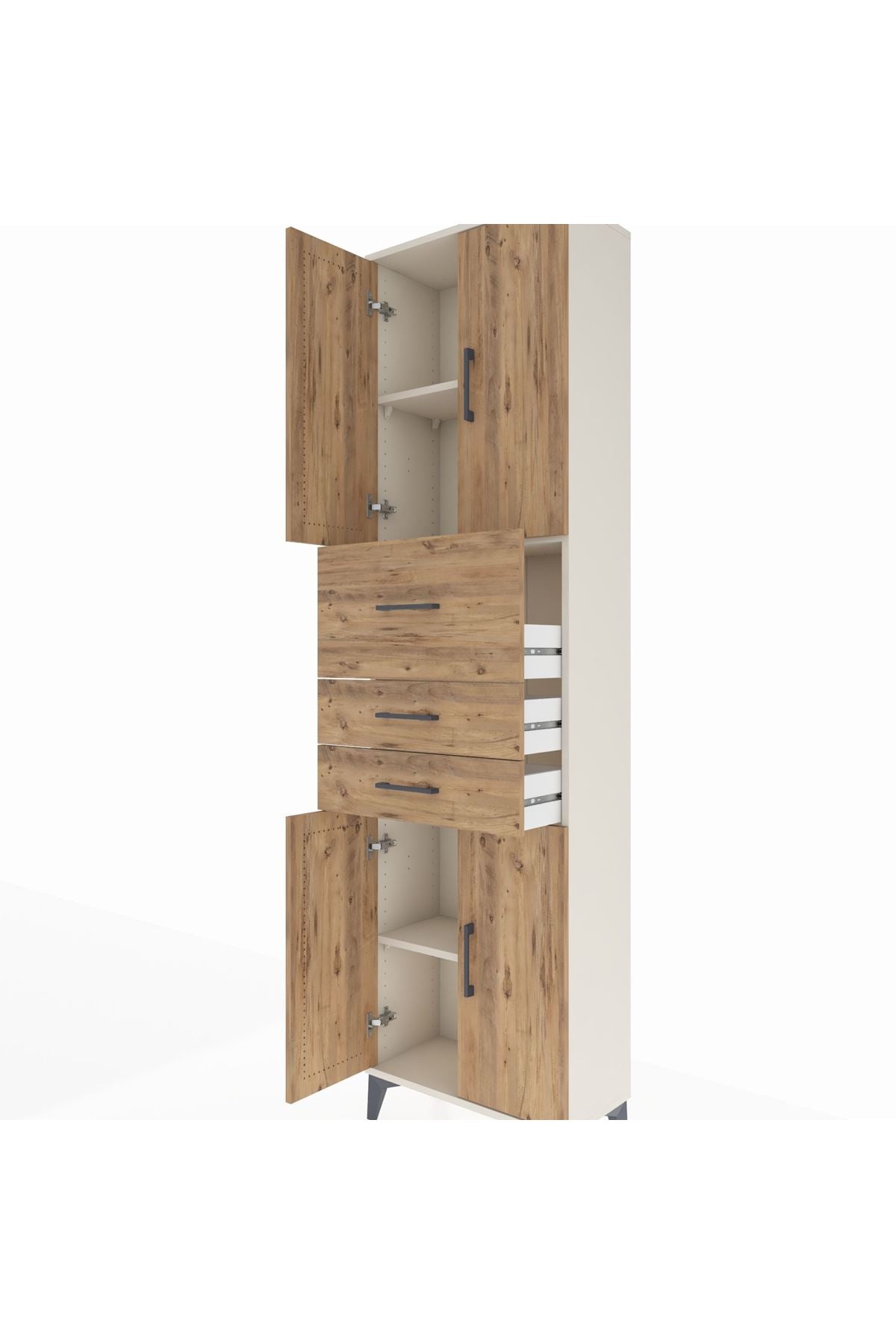 Arges Dolap 3 Raflı 3 Çekmeceli 4 Kapaklı 60x30x221 Aytaşı-Çam