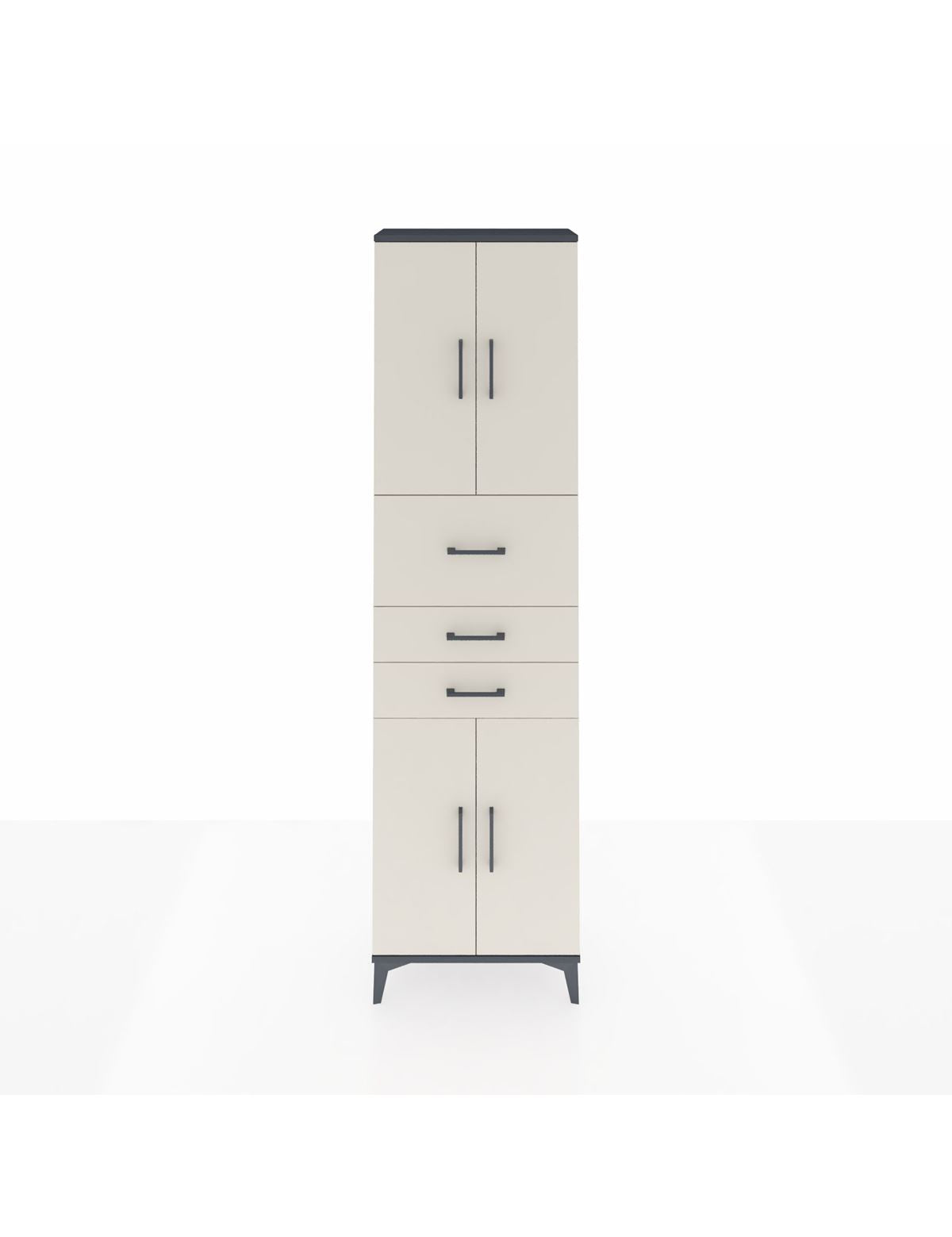 Arges Dolap 3 Raflı 3 Çekmeceli 4 Kapaklı 60x30x221 Antrasit-Aytaşı