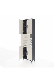 Arges Dolap 3 Raflı 3 Çekmeceli 4 Kapaklı 60x30x221 Antrasit-Aytaşı