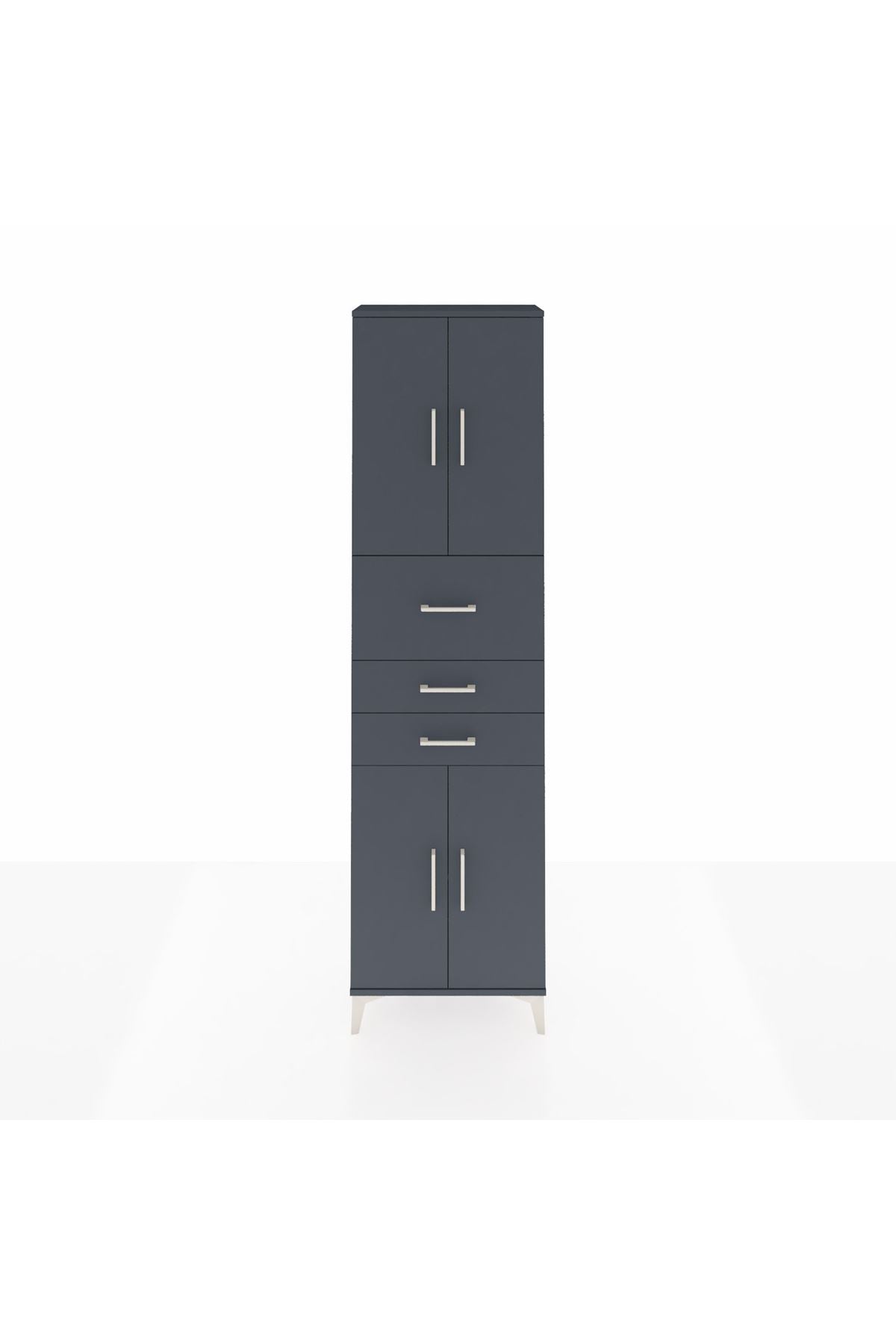 Arges Dolap 3 Raflı 3 Çekmeceli 4 Kapaklı 60x30x221 Antrasit-Antrasit