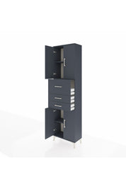 Arges Dolap 3 Raflı 3 Çekmeceli 4 Kapaklı 60x30x221 Antrasit-Antrasit