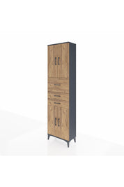 Arges Dolap 3 Raflı 3 Çekmeceli 4 Kapaklı 60x30x221 Antrasit-Çam