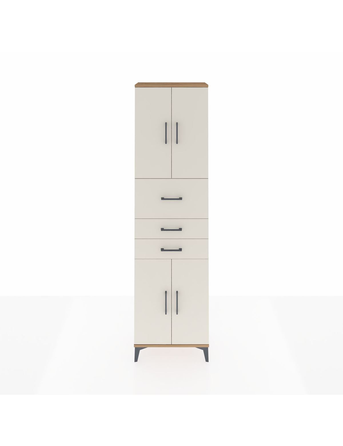 Arges Dolap 3 Raflı 3 Çekmeceli 4 Kapaklı 60x30x221 Çam-Aytaşı