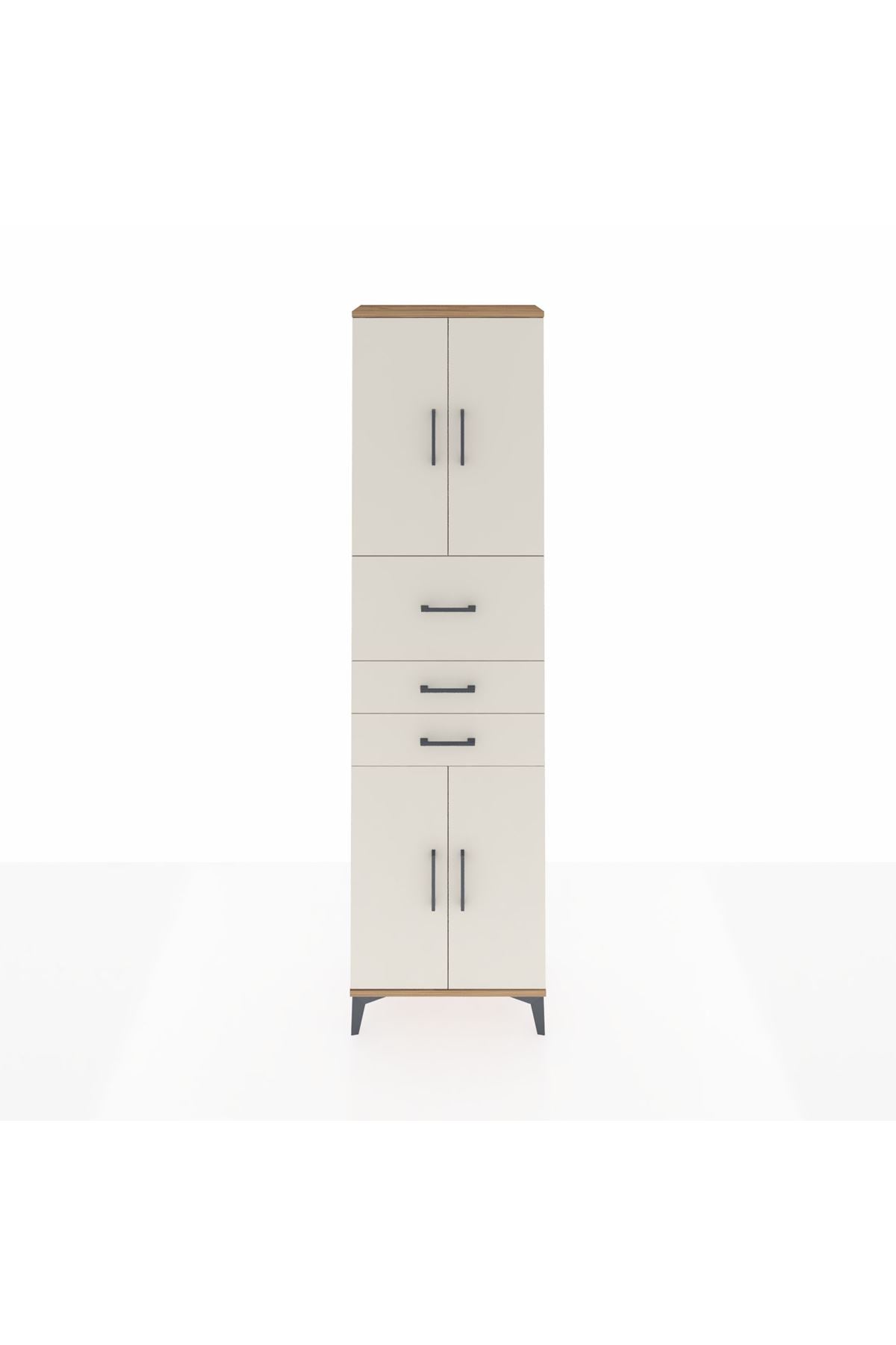 Arges Dolap 3 Raflı 3 Çekmeceli 4 Kapaklı 60x30x221 Çam-Aytaşı